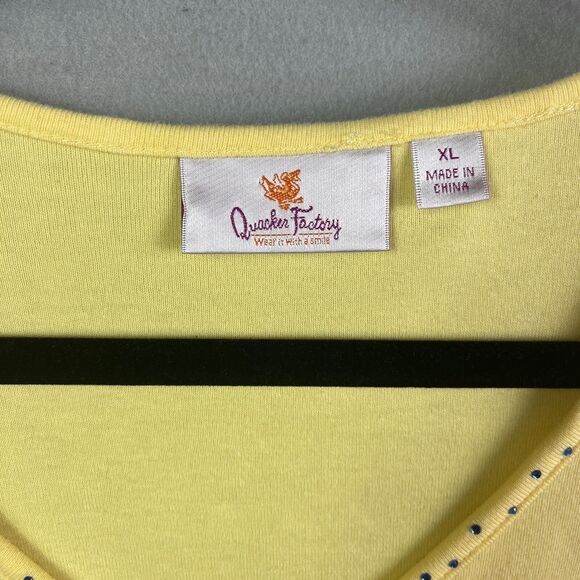 Quacker Factory Birdhouse Sweater Women XL Ruffle Sleeve Rhinestone Blouse - Picture 5 of 8